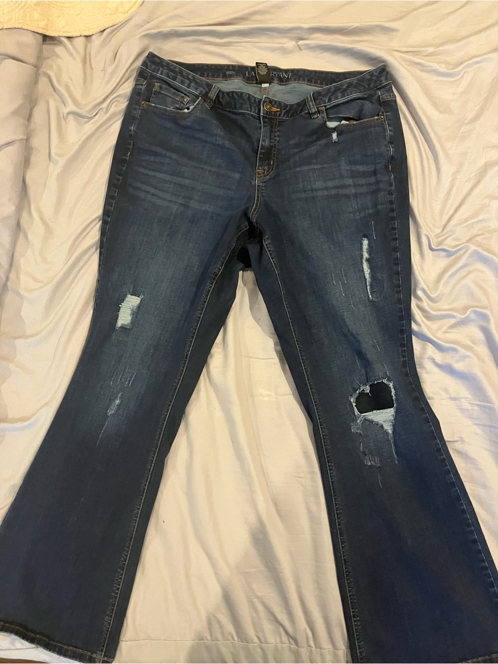 Lane Bryant Dark Blue Distressed Bootcut Jeans